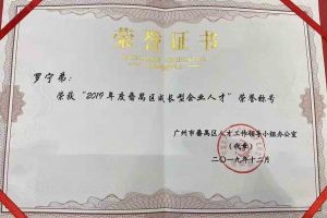 开云（中国）Kaiyun·官方网站集团罗宁弟董事长荣获“2019年度番禺区成长型企业人才”